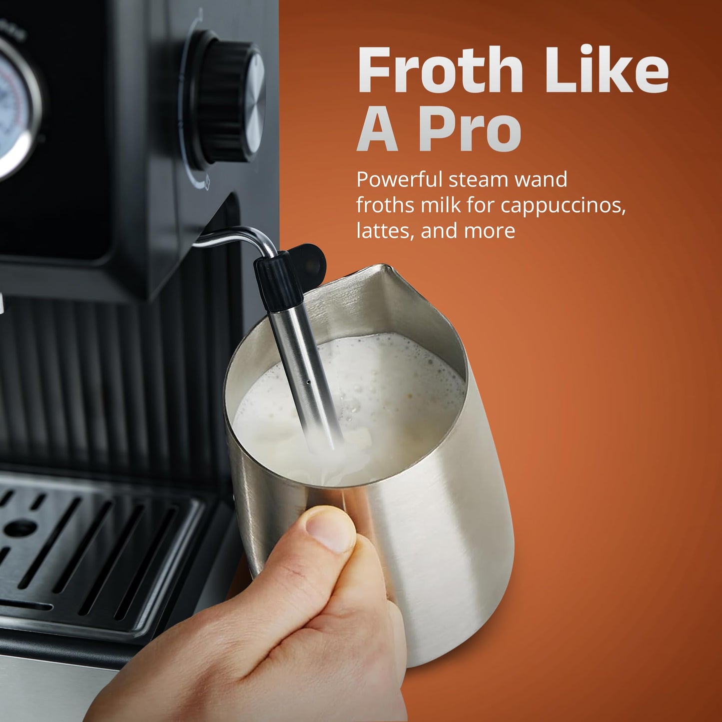 IBELL Espresso Machine, Coffee Maker for Home, 20 BAR, 2 Year Warranty, Touch Controls, Milk Frothing, Temperature Control System for Espresso, Cappuccino, Americano, Latte, 1200W, BARISTAMAX300