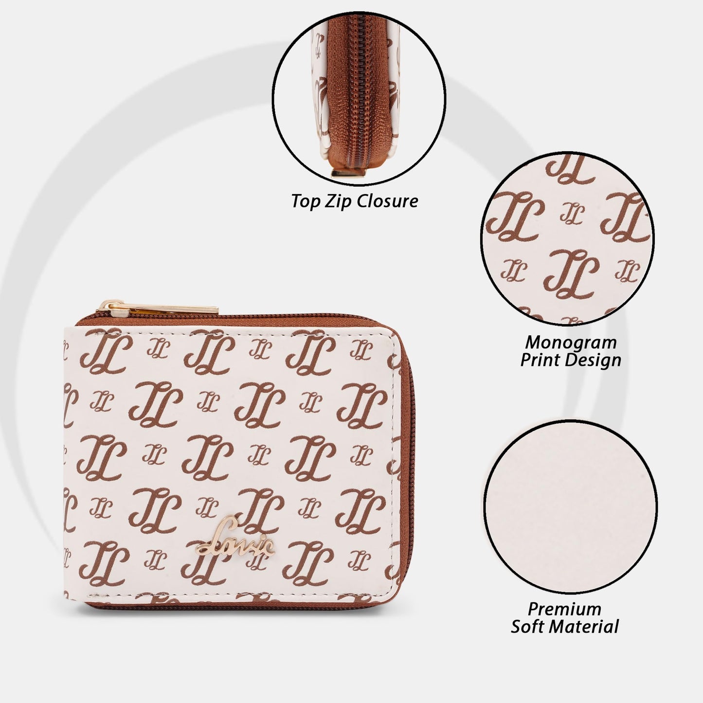 Lavie Women's Sacy Monogram LL Print Small Zip around Wallet | Ladies Purse Handbags