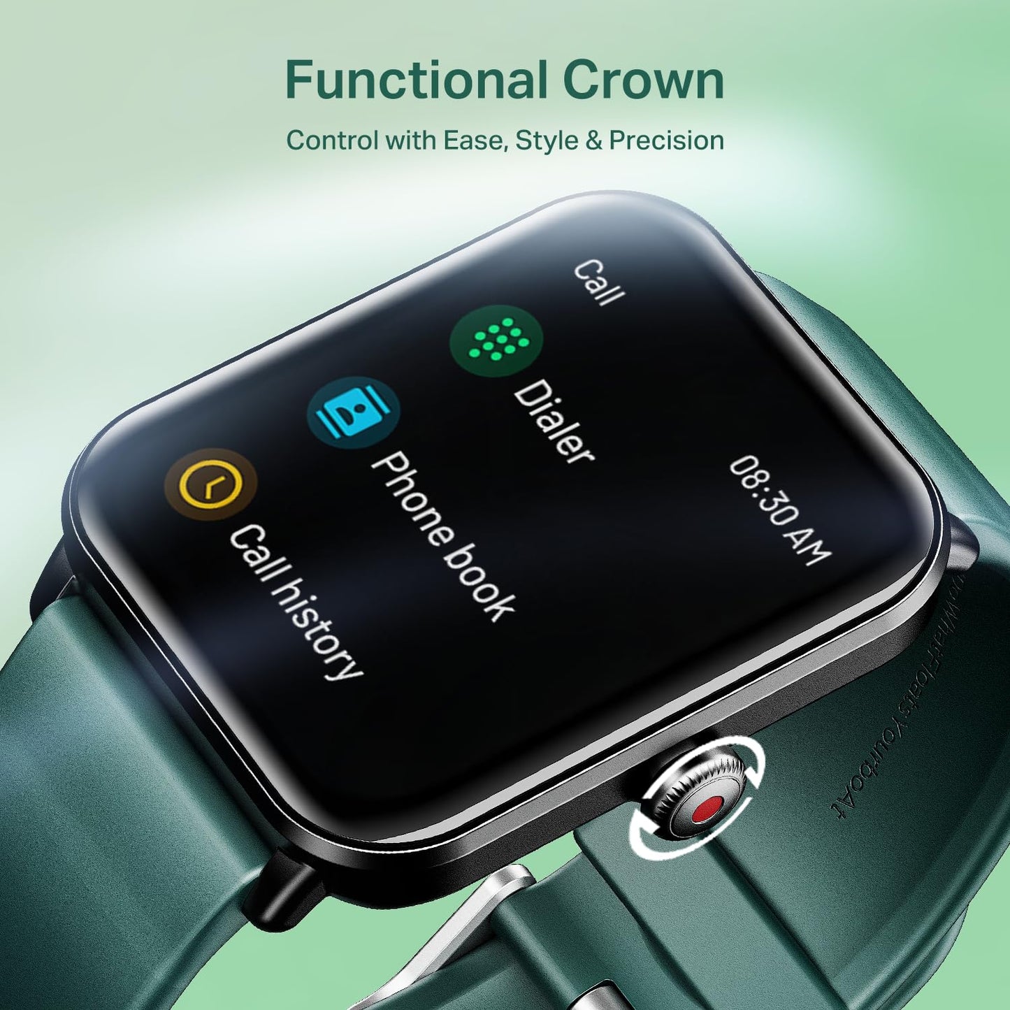 boAt Wave Call 2 with 1.83” HD Display, Advanced BT Calling, Functional Crown, Cloud & Custom Watch Faces, Multiple Sports Modes, IP67, HR, Sleep & SPO₂ Monitor Smart Watch(Pine Green)