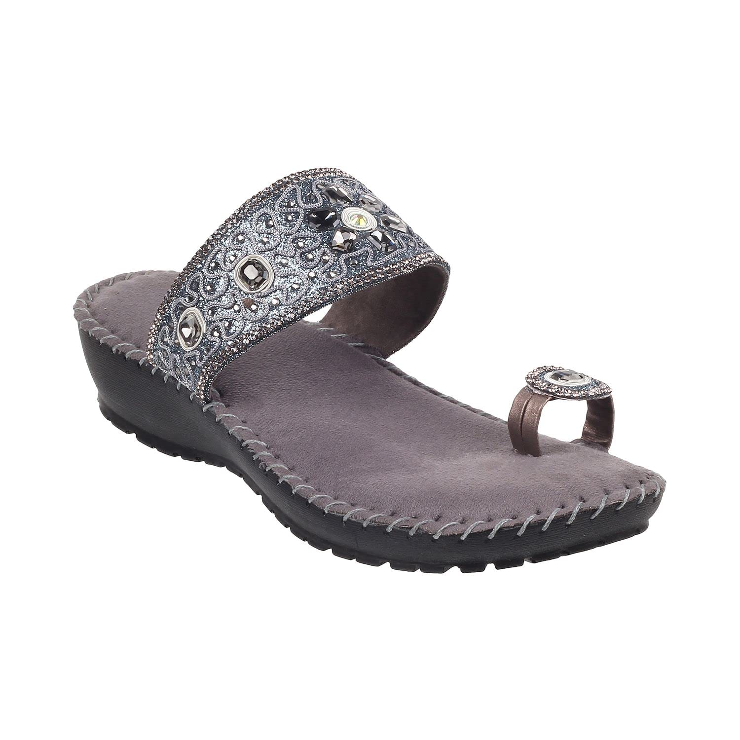 Metro Womens Synthetic Gun Metal Slip Ons - SaumyasStore