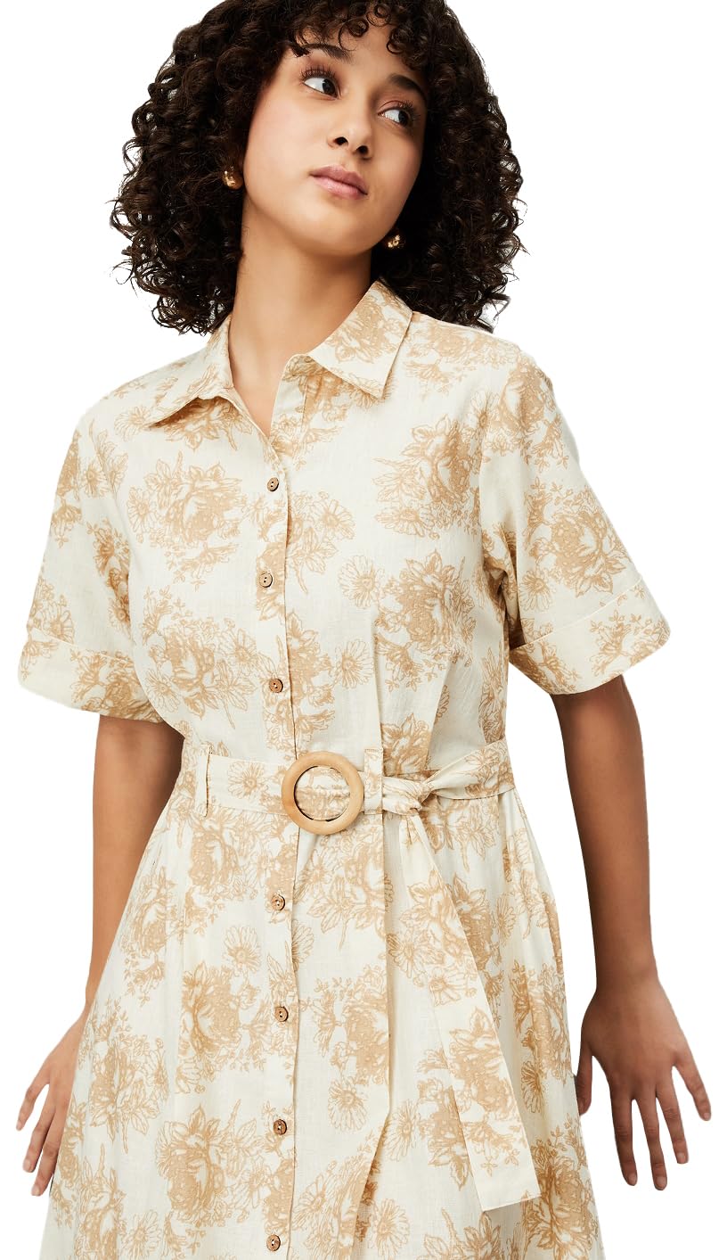 Max Women's Pure Cotton Modern Midi Dress (MDDRS51014C_Off White