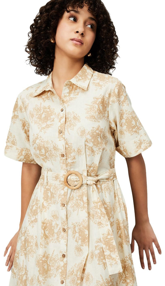 Max Women's Pure Cotton Modern Midi Dress (MDDRS51014C_Off White