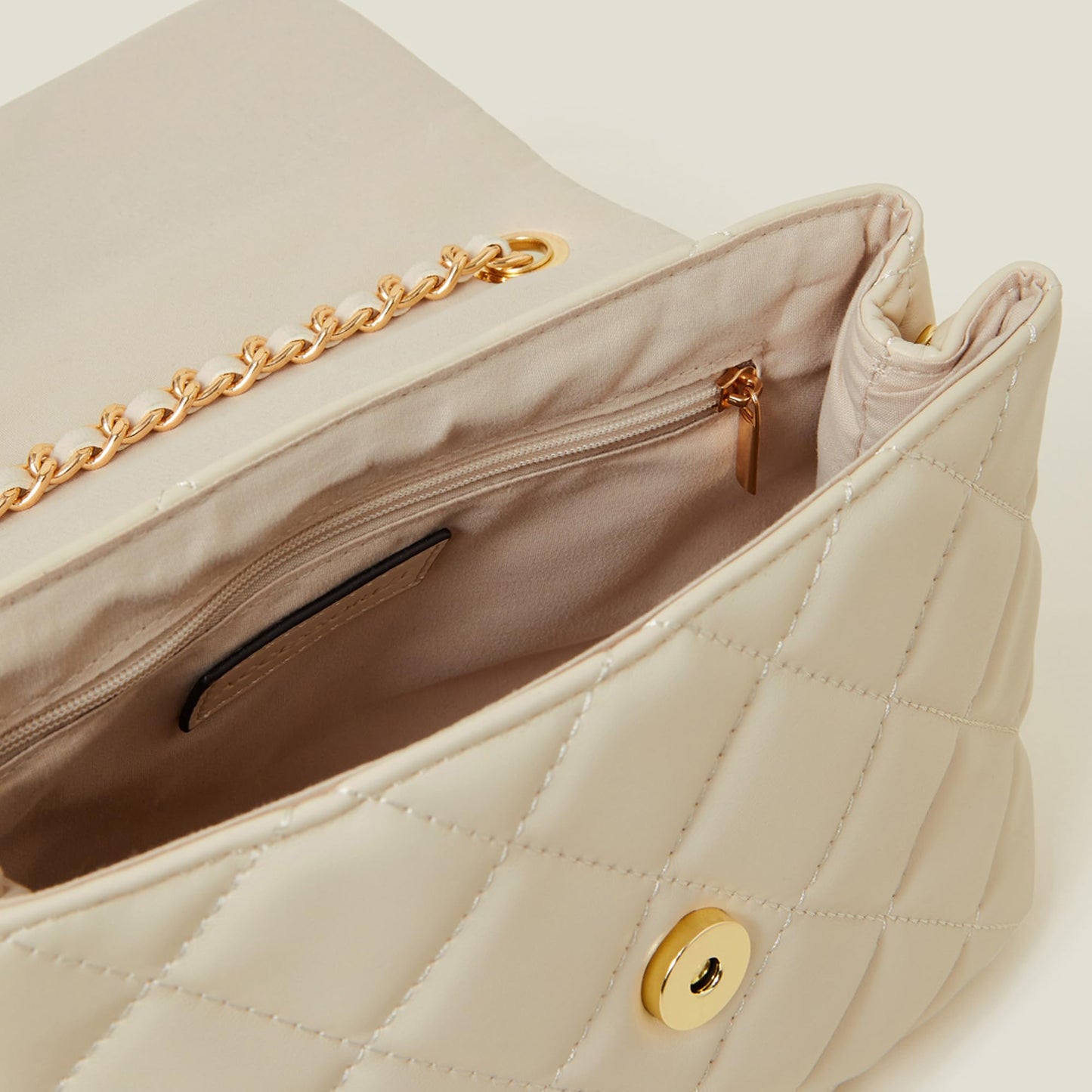 Accessorize London Women's Cream Quilted Faux Leather Sling Bag I Womens Bag | Stylish Bag For Ladies| hand bags for women stylish