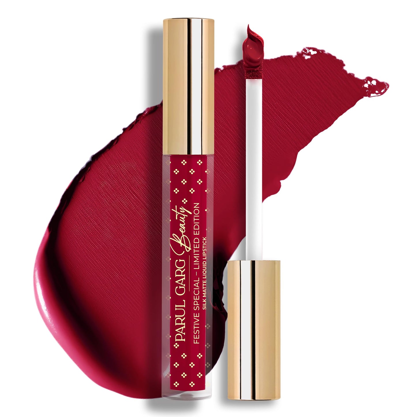 Parul Garg Beauty Silk Matte Liquid Lipstick | Long-Lasting & Smudge-Proof | Soft Matte Finish | Vegan & Clean Beauty | Hydrates with Shea Butter & Vitamin E (Suhaag, 2.5ml)