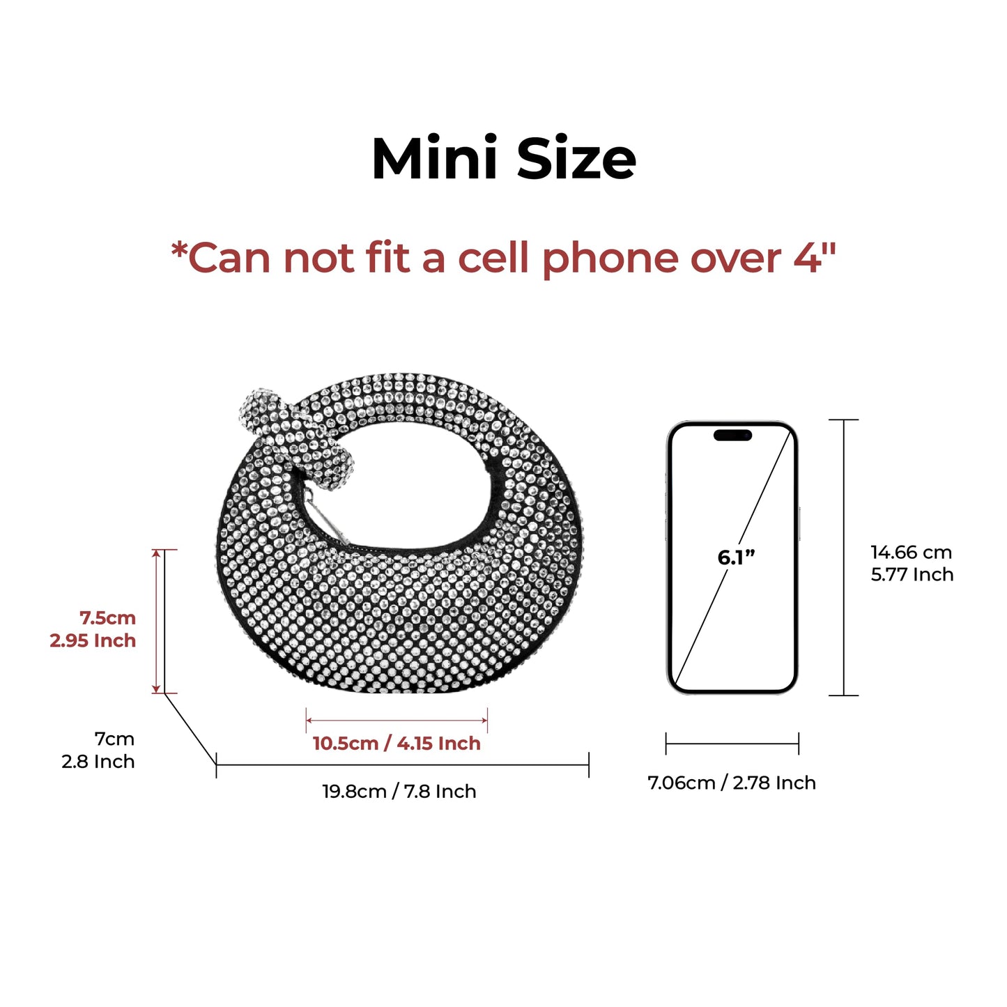 JW PEI Women's Abacus Bag, Artificial Crystal - Black, mini top-handle bag