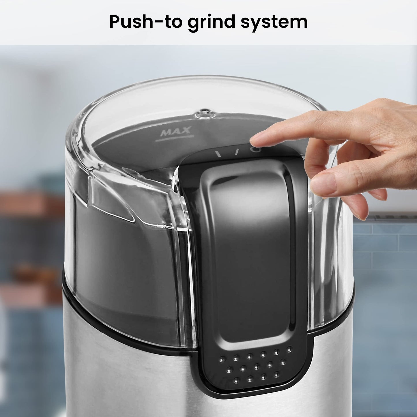 AGARO Grand Electric Coffee Grinder, Stainless Steel Blades, Grinds up to 60 Grams Dry Coffee Beans, Portable, Silver