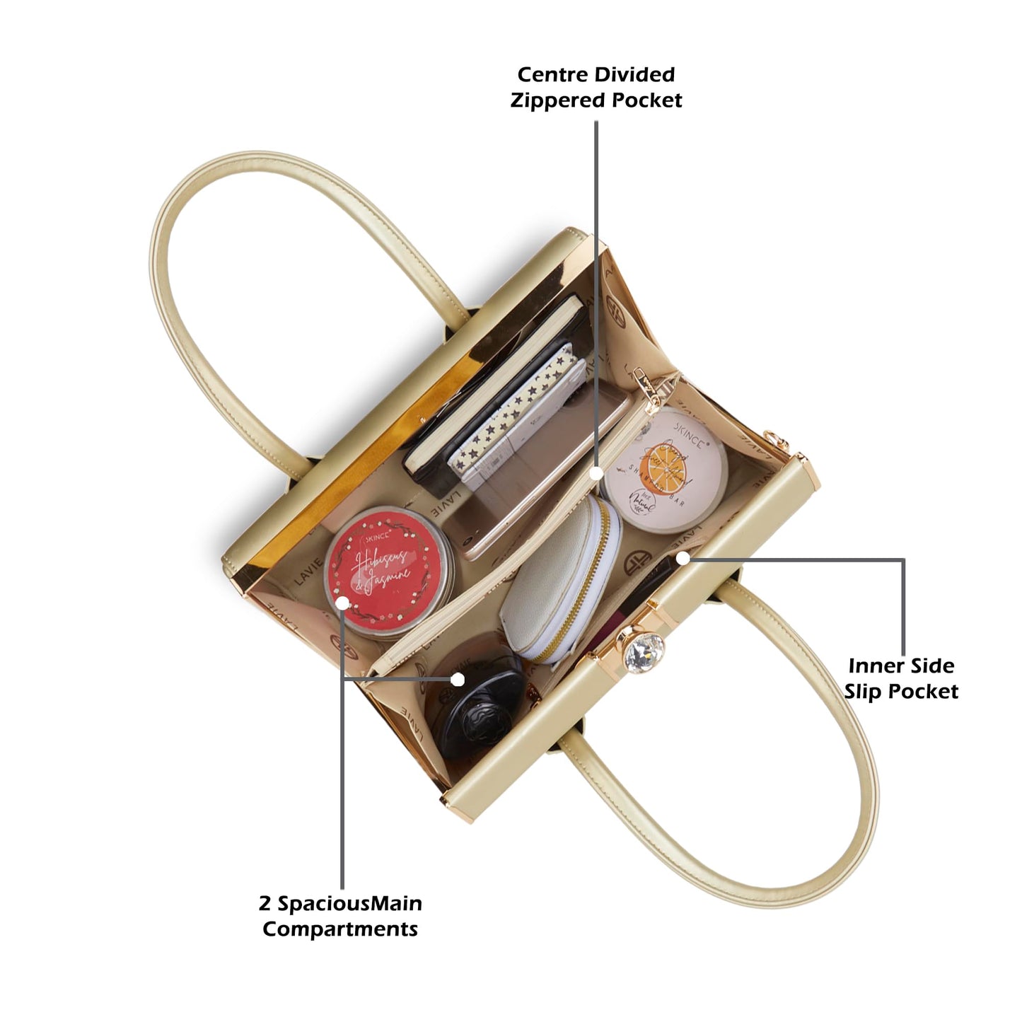 Lavie Luxe Women's Dazzle Frame Satchel Bag | Satchel Handbag for Work | Ladies Purse | Stylish Shoulder Bag | Gift for Women