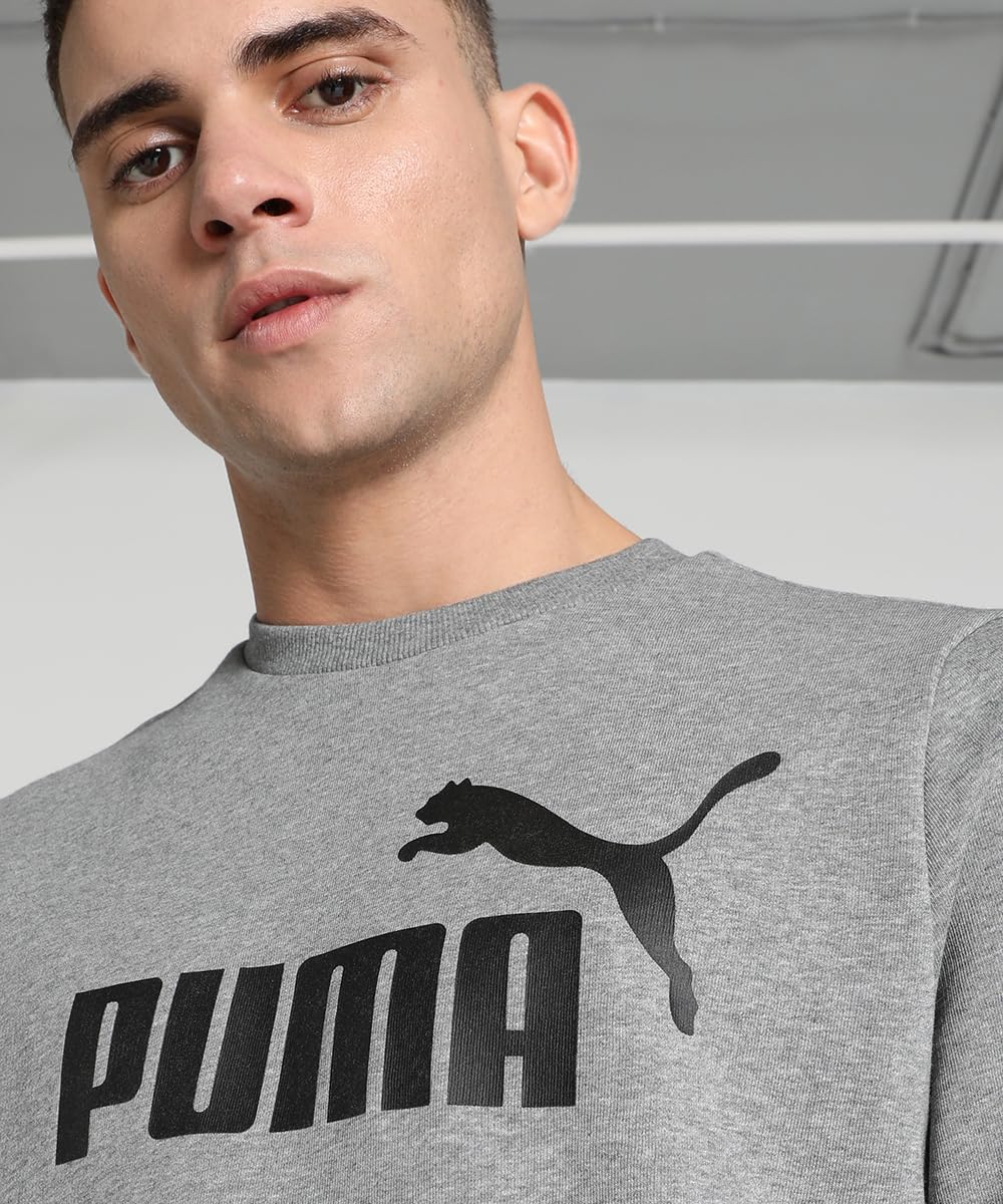 Puma Men's Cotton Crew Neck Sweatshirt (680590_Medium Gray Heather