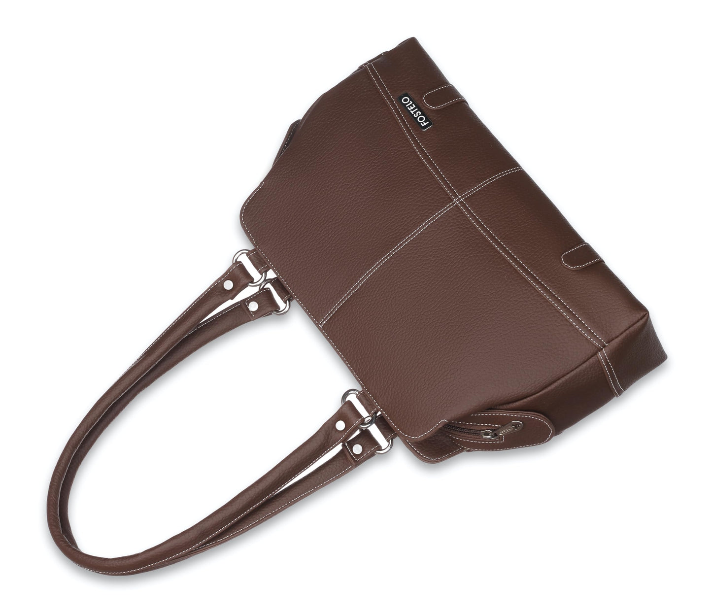 Fostelo Women's Feathers Satchel Tote Handbag for Women | Tote Bag for Work | Ladies Purse | Stylish Shoulder Bag | Gift For Women | Brown