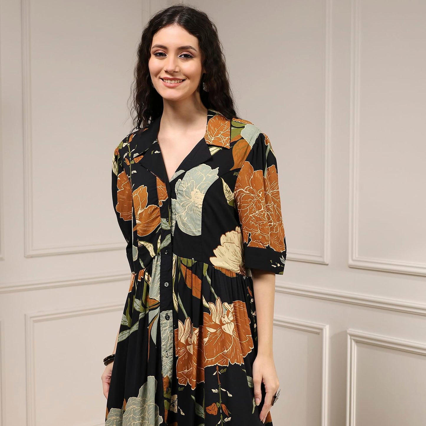 BIBA Women's Rayon Straight Knee-Length Dresses