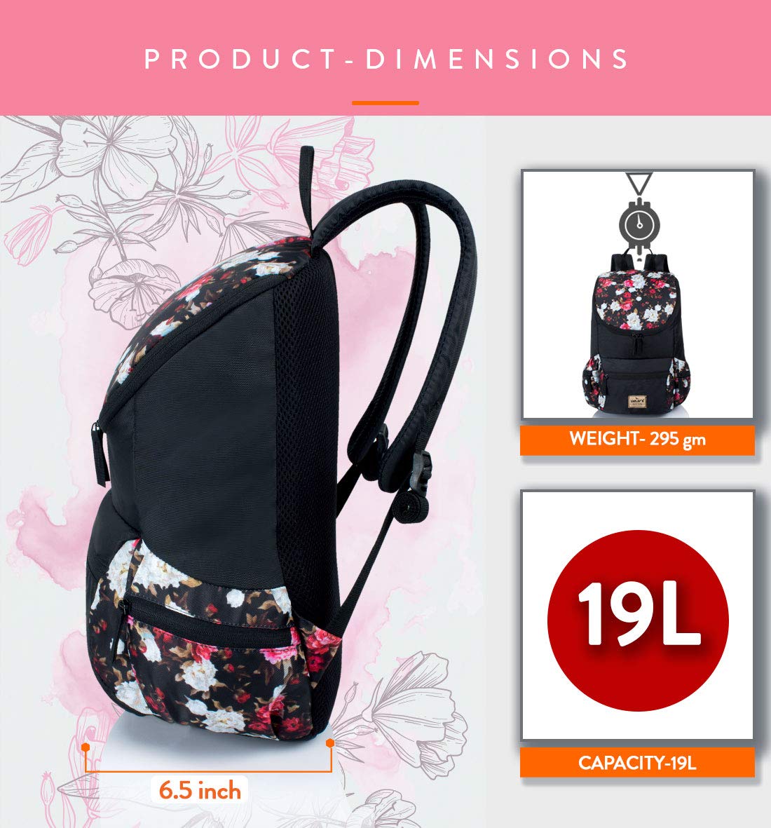 Lunar's Monica - 1 Compartment Water Resistant Stylish Fashion Ladies 19L Backpack Girls School Bag Student Backpack Women Trendy Travel Bag
