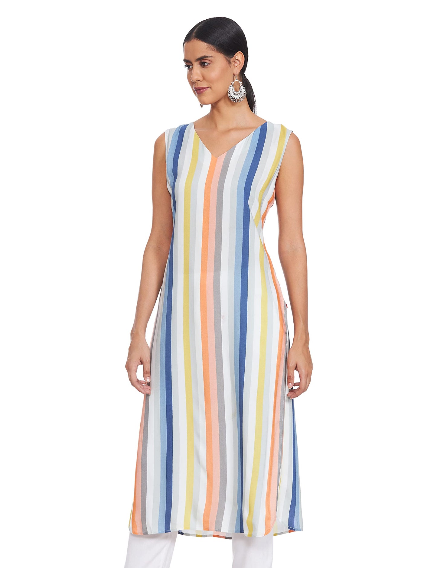 W for Woman Bright Multicolor Layered Kurta_21FEW13323-114053_XS