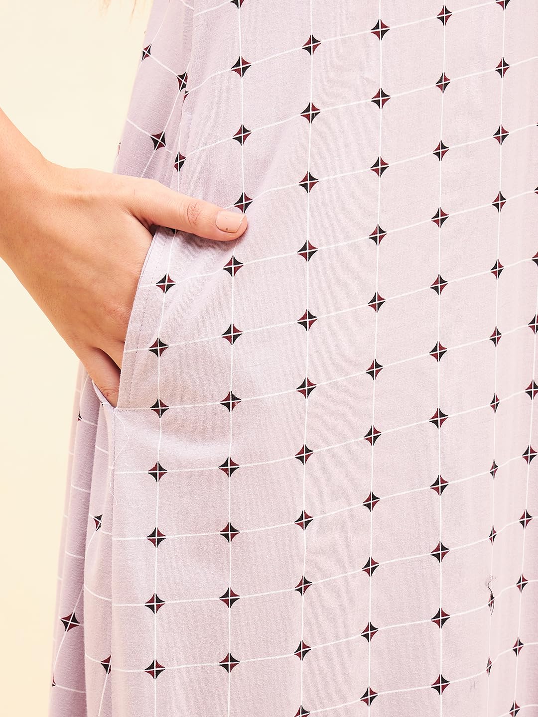 Sweet Dreams Women Printed Half Sleeves Night Dress Rose