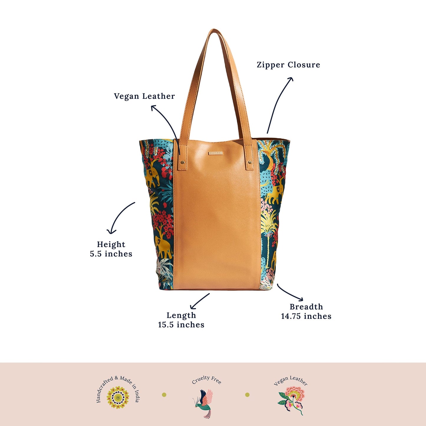 Chumbak Office Tote Bag for Women | Stylish Shoulder Bags for College | Professional Canvas Tote Bag | Laptop-Friendly College Bag