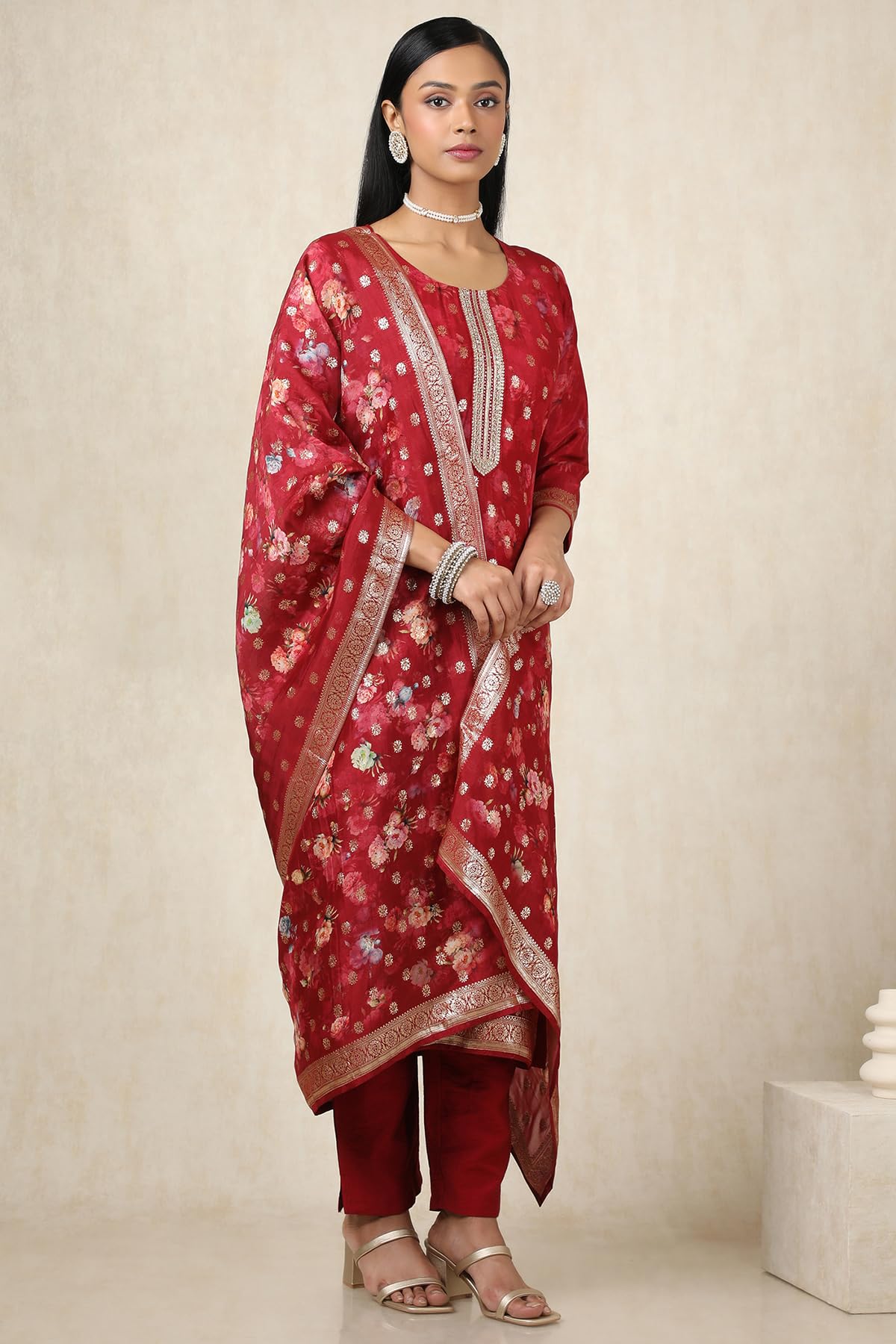 Soch Women's Brocade Salwar Suit Set (EWS5CD21719_Red