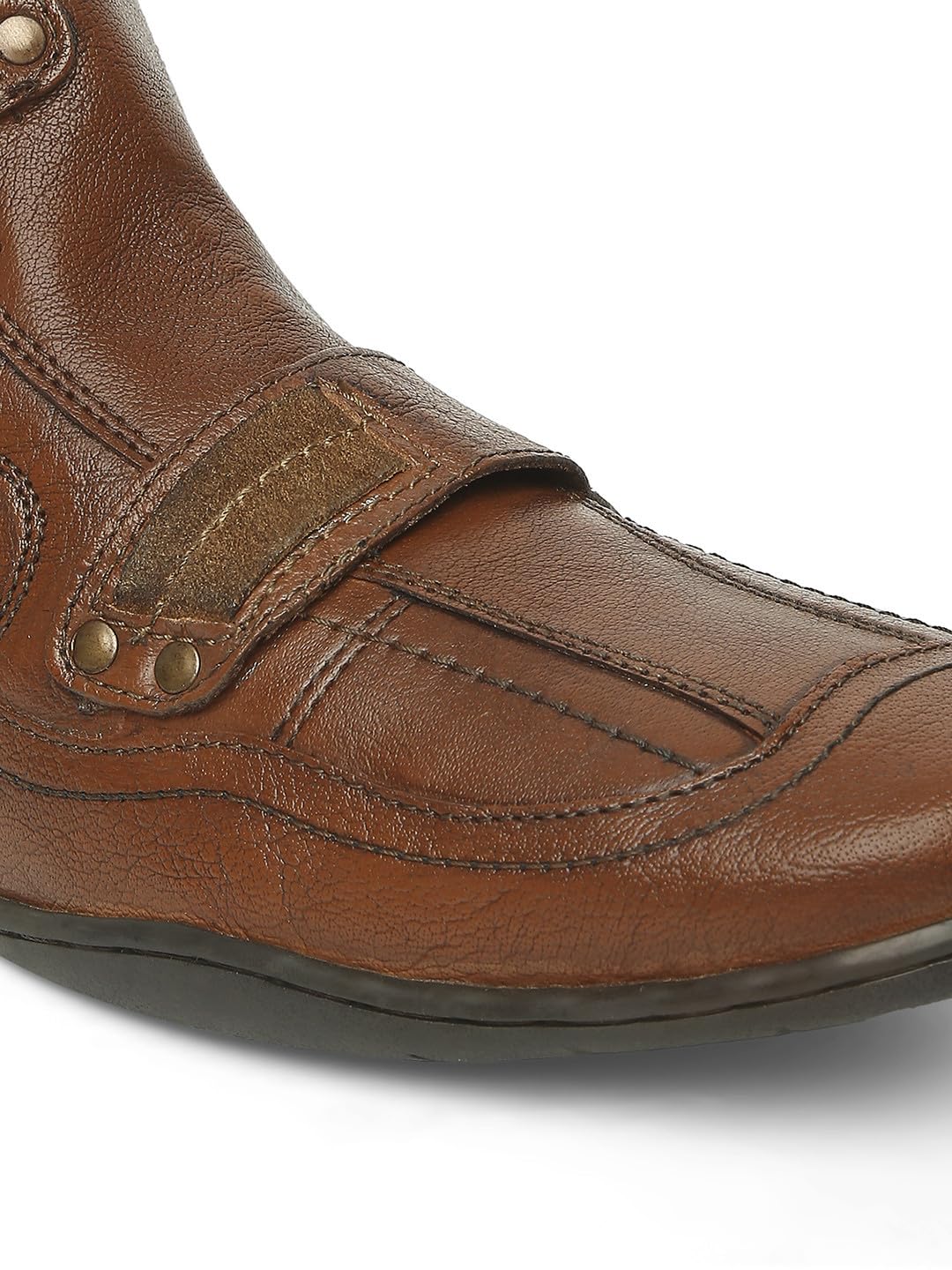 Buckaroo Adults-Men EVA 2.O Leather Biker Boots Zipper Tan | Size-UK 8