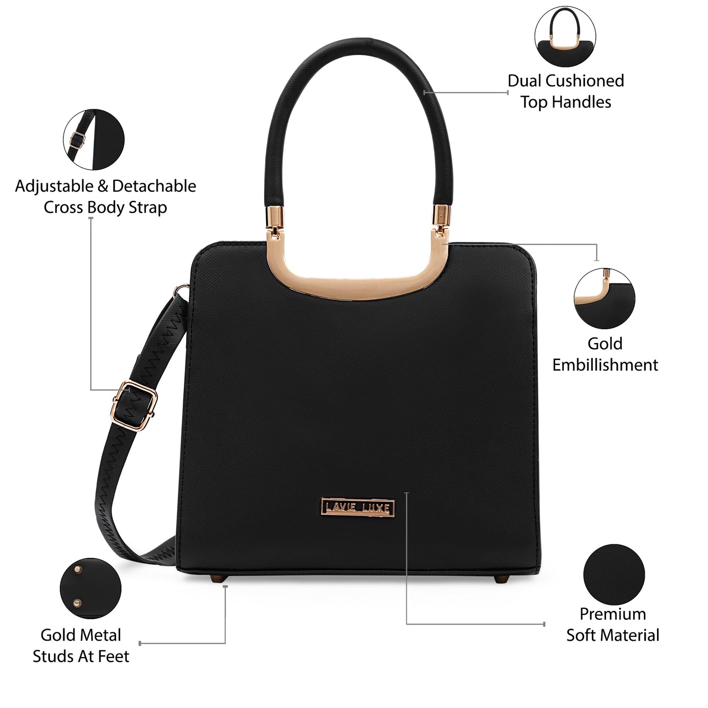 Lavie Luxe Women's Celie Satchel Bag | Satchel Handbag for Work | Ladies purse | Stylish Shoulder Bag | Gift for Women