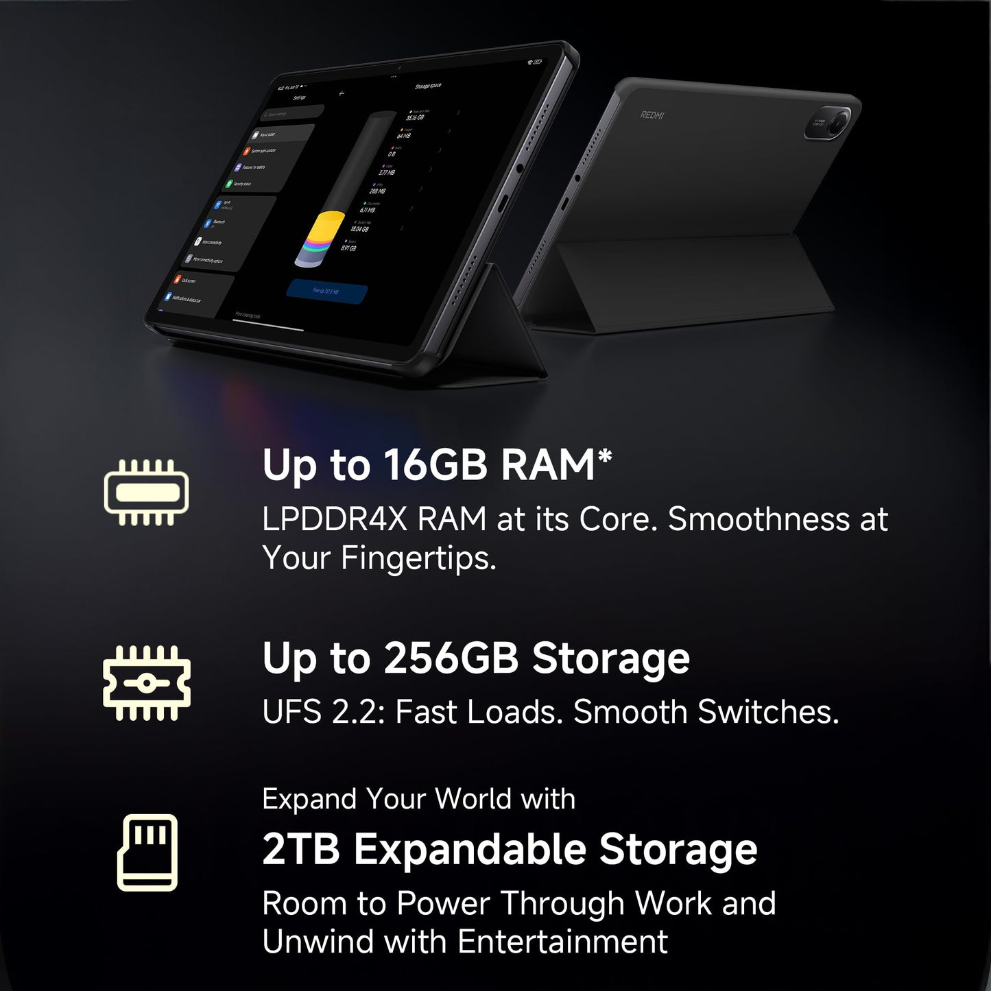 Redmi Pad 2 Wi-Fi + Cellular, Active Pen Support, 27.94cm(11") Model, 2.5K Sharp & Clear Display, 8GB, 256GB, All Day & More 9000mAh Battery, AI-Enabled, Dolby Atmos, HyperOS 2, Graphite Grey
