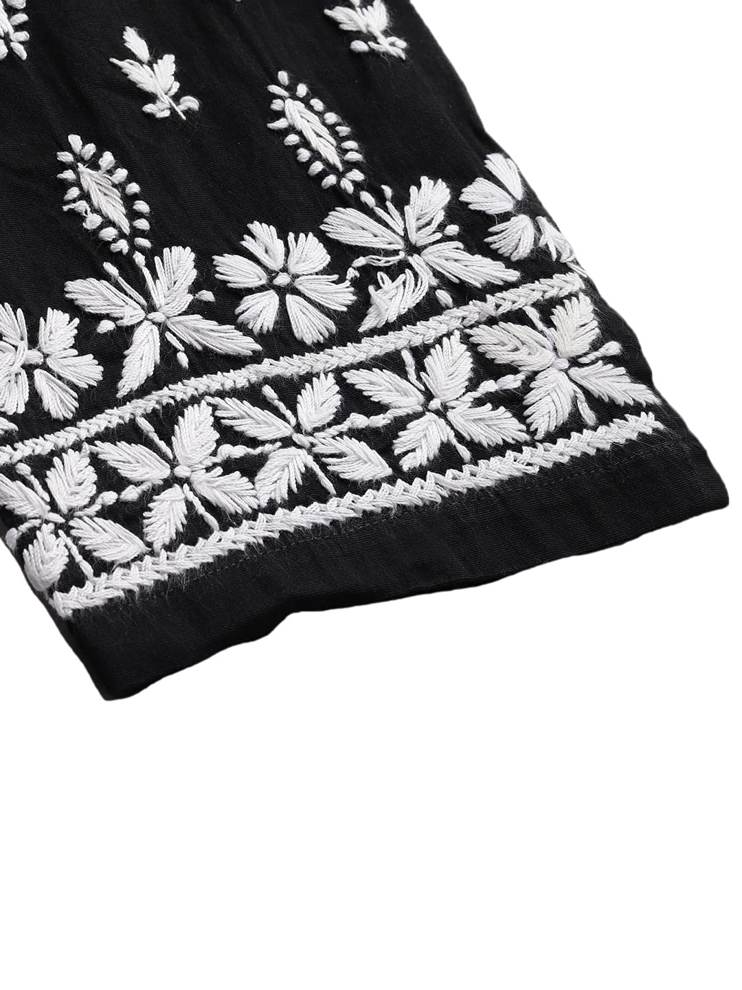 Ada Hand Embroidered Lucknow Chikankari Cotton Regular Fit Palazzo Pant For Women L711124 Black