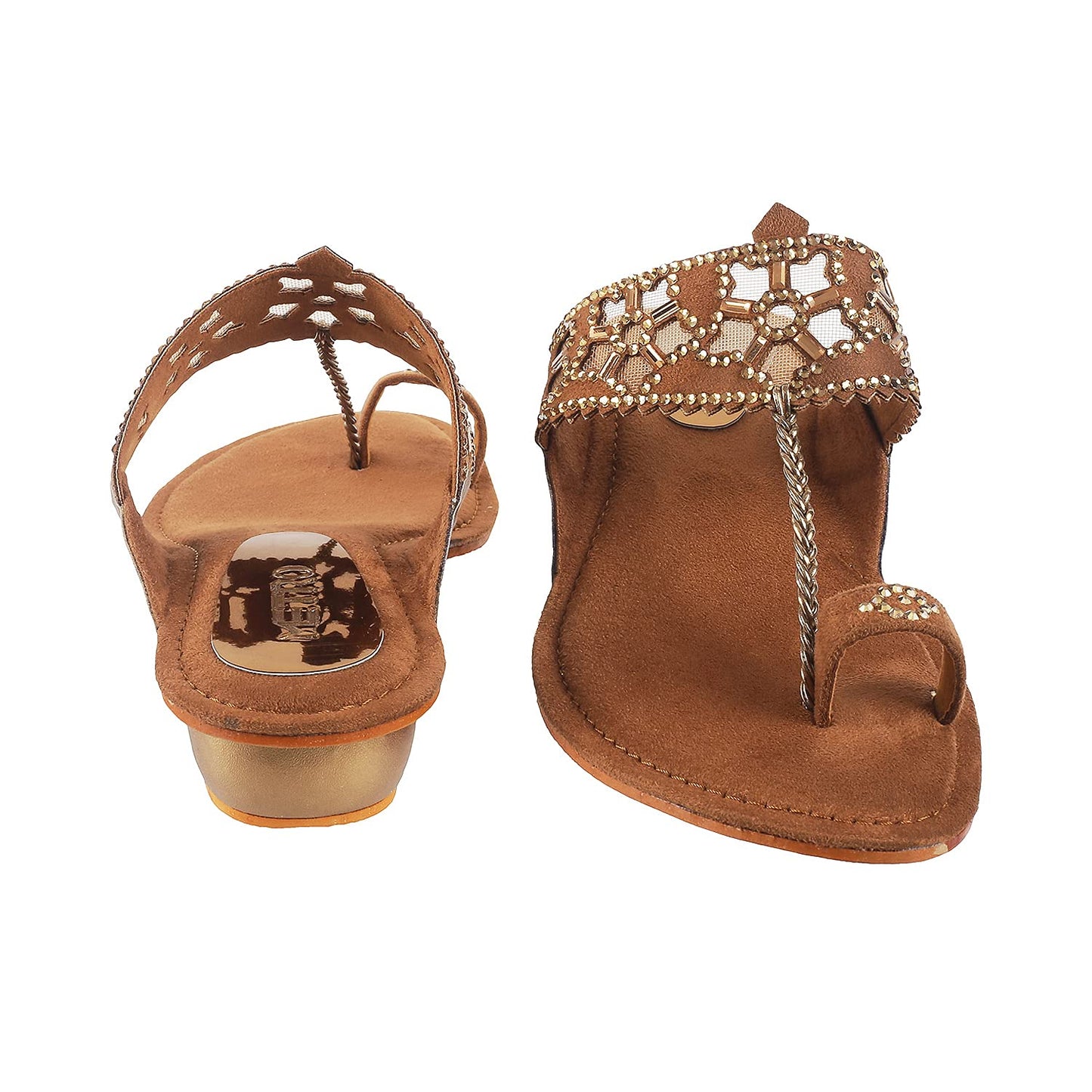 Metro Women Antique Gold Synthetic Sandals - SaumyasStore