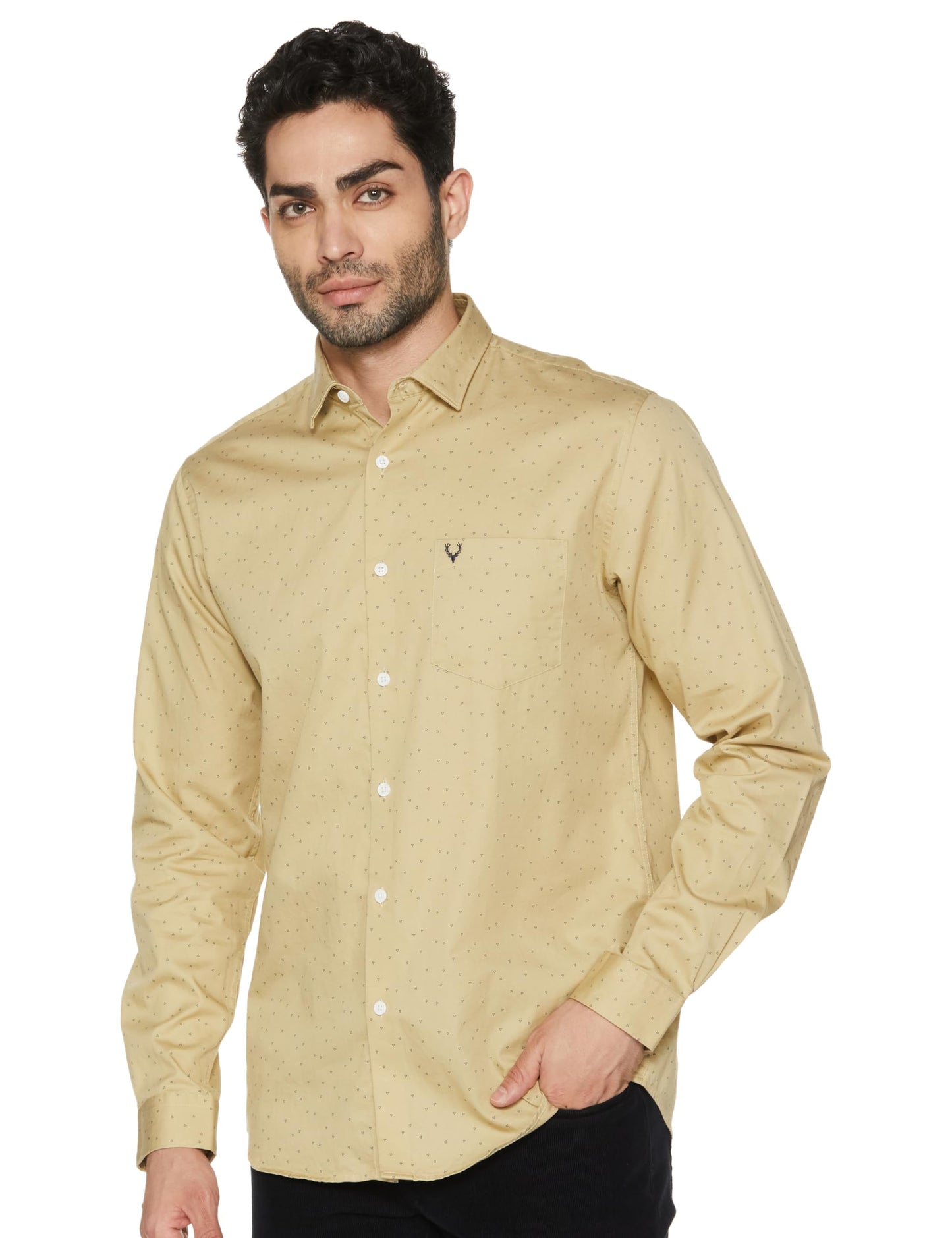 Allen Solly Men's Slim Fit Shirt (ASSFQSPPE24095_Beige