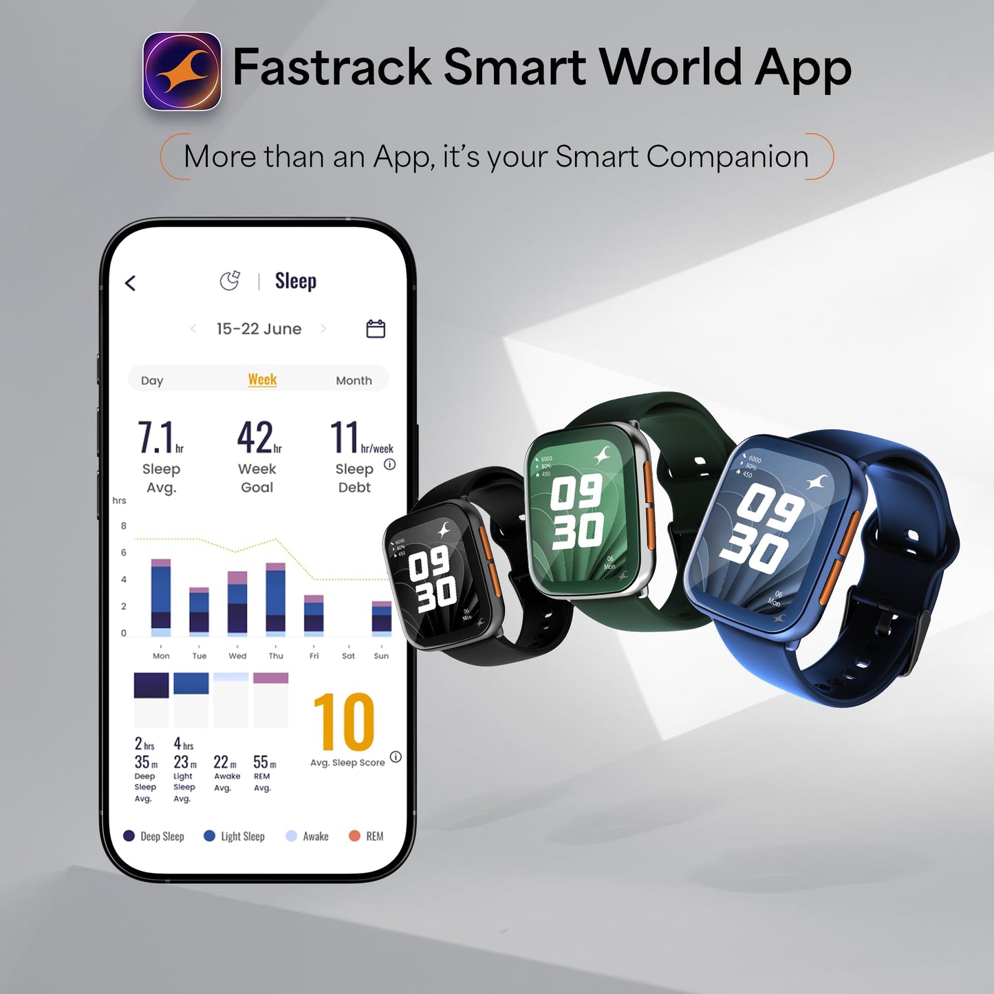 Fastrack Navstar 1.85" AMOLED Square Display Smart Watch with GPS, Offline Voice Command, AI Enabled, 100+ Sports Mode, BT Calling, IP68 Water Resistant Upto 5 Days Battery Life -Midnigt Blue
