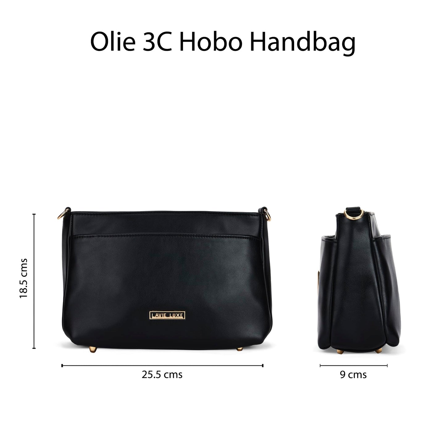 Lavie Luxe Women's Olie 3 Comapartment Medium Quilted Hobo Bag for Women | Hobo Handbag for Work | Ladies purse | Stylish Shoulder Bag | Ladies Gift