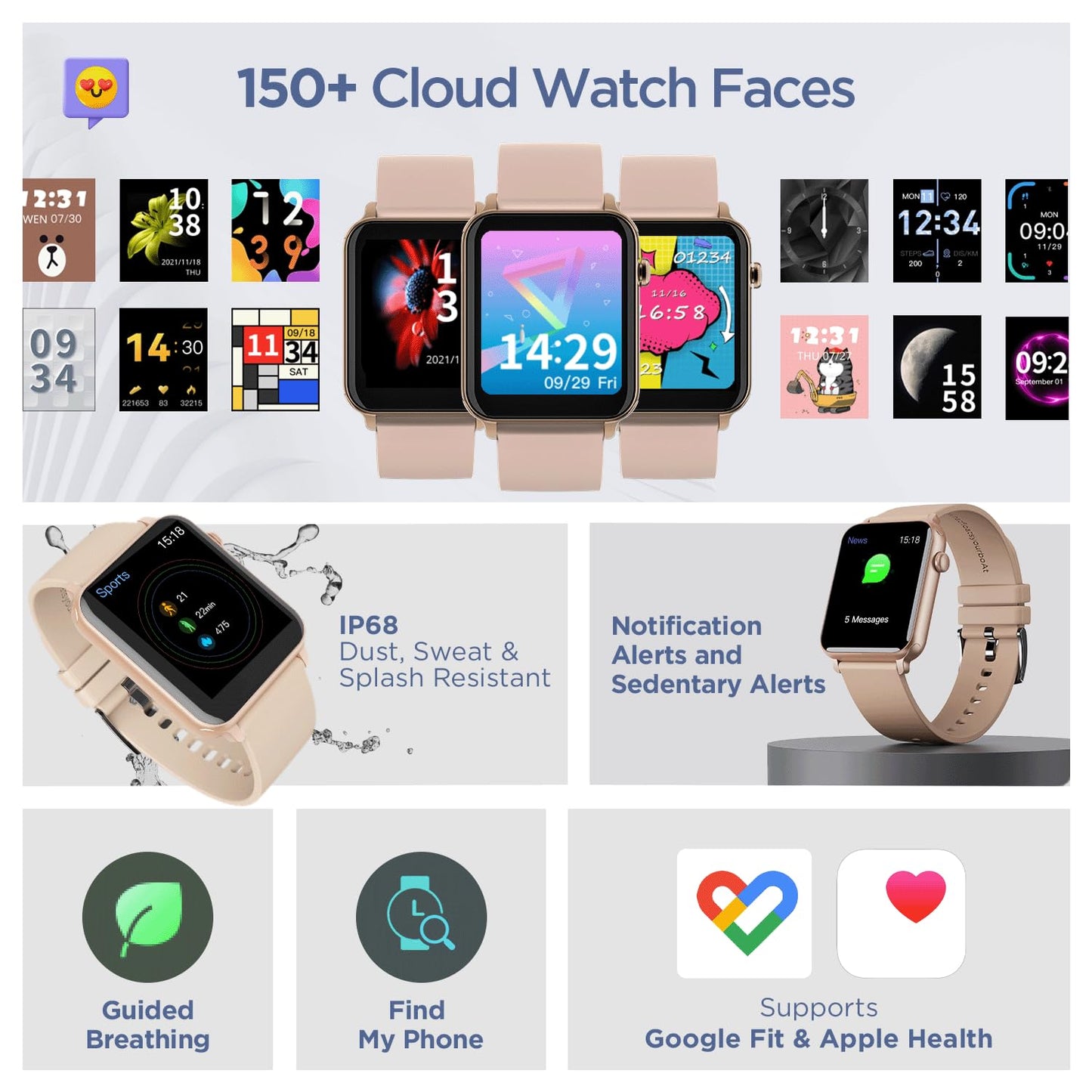 boAt Wave Call Smart Watch w/Bluetooth Calling, 1.69" (4.2 cm) HD Display w/ 550 NITS & 70% Color Gamut, 150+ Watch Faces, Multi-Sport Modes,HR,SpO2, IP68(Flamingo Pink)