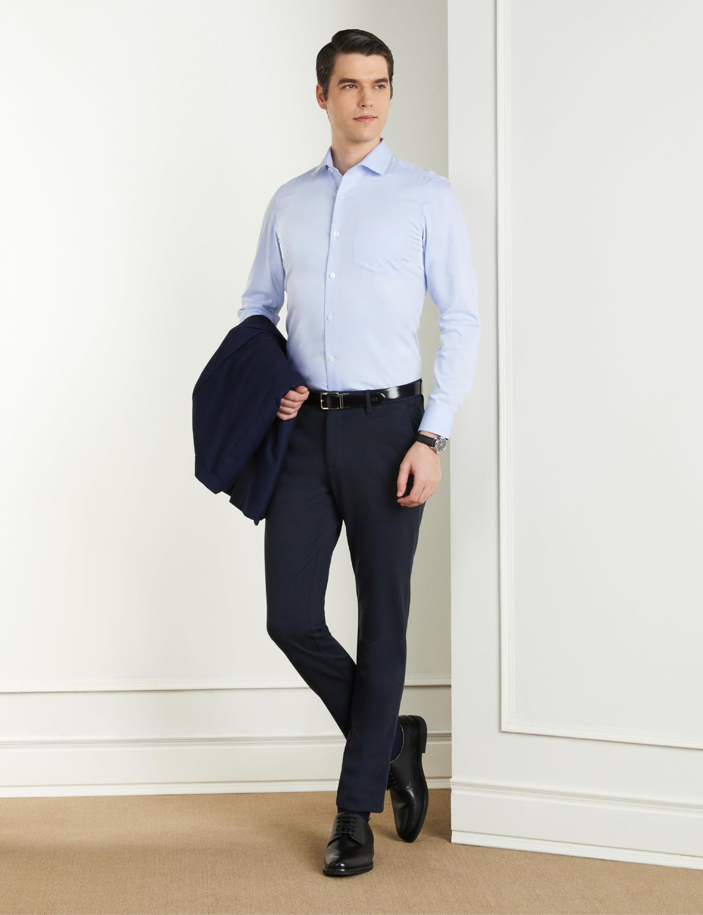 Symbol Premium Men's Cotton Non-Iron Formal Shirt (Regular Fit | Solid) (SP-S24-M-FS-02_Blue_42)