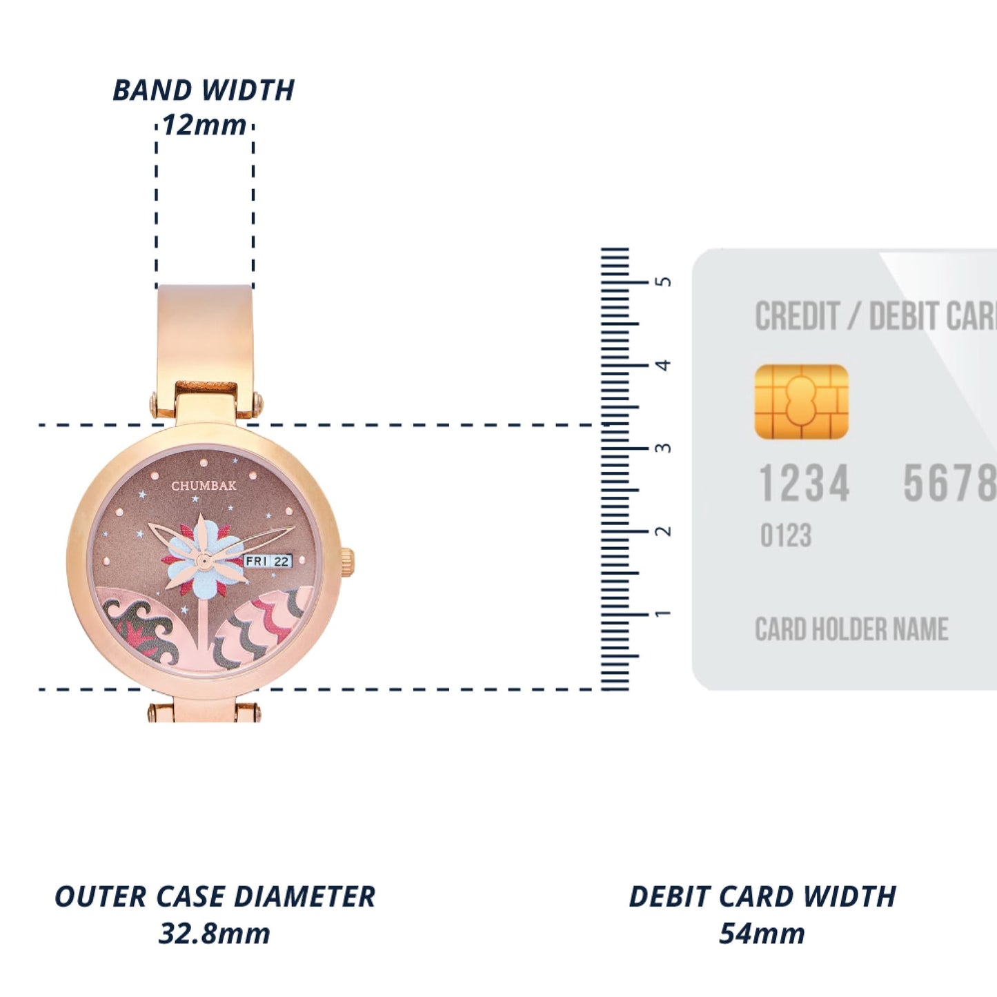 Chumbak Bloom Metal Watch | Rosegold with Brown Dial|Stylish Fashion Watch for Casual/Work|Gifts for Women/Girls/Ladies|Wrist Watches for Women