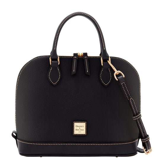 Dooney & Bourke Zip Zip Satchel Pebbled Leather Shoulder Bag Purse Handbag