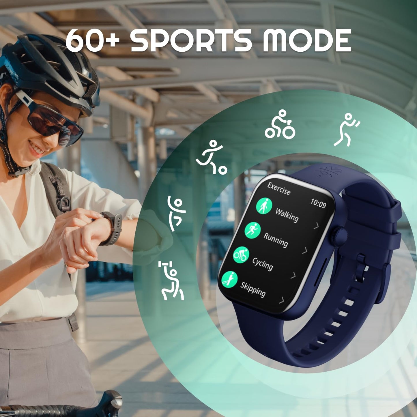 (Refurbished) Cult.Sport Burn 1.78" AMOLED, 368 * 448 res, BT Calling, Crown Control, Voice Assistant, AOD Smartwatch (Dark Blue Strap, Free Size)