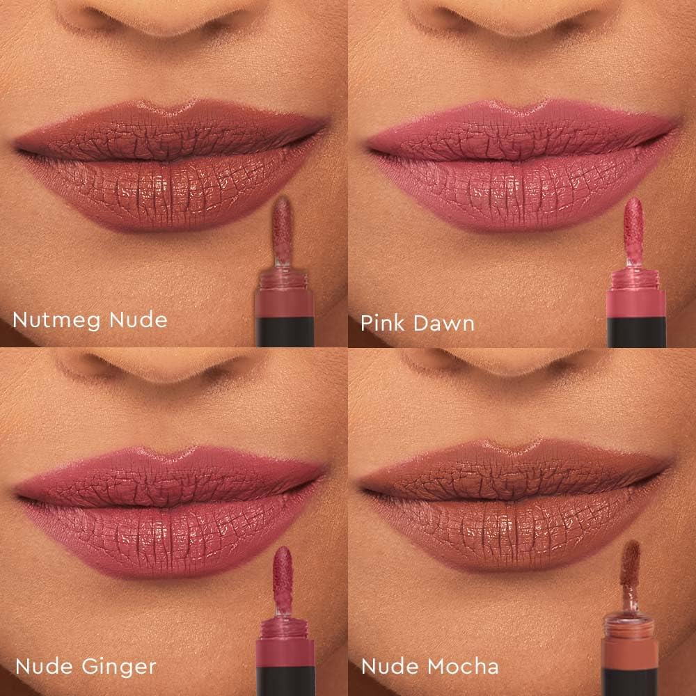 Kiro Four Play Non-Stop Airy Matte Liquid Lip Stack – Ultimate Quad, 6ml | 4 Nude Lipstick Shades | Long-lasting, Transfer-proof, Hydrating, Lightweight | Infused with Avocado & Apricot Oils