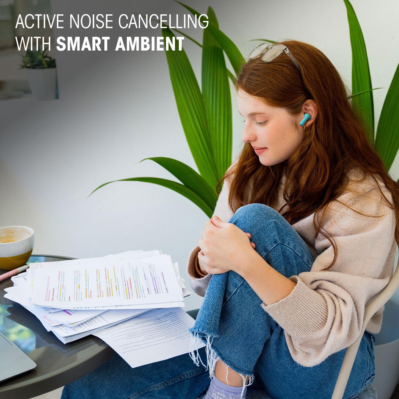 JBL Wave Beam 2 Ear Buds Wireless BluetoothV5.3, Active Noise Cancellation Earbuds,Multi Connect, App for Customized Extra Bass Eq, Relax Mode,Speed Charge, 40H Playback, Fast Pair, 4 Mics,IP54(Blue)