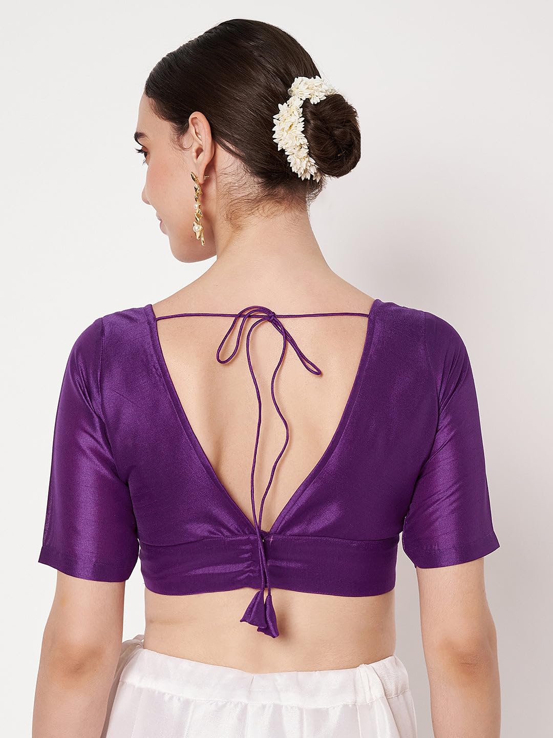 studio rasa Women's Chroma Solid V-Neck Padded Blouse for Festive Wedding Party (TPWC62542XL_Purple_X-Large)