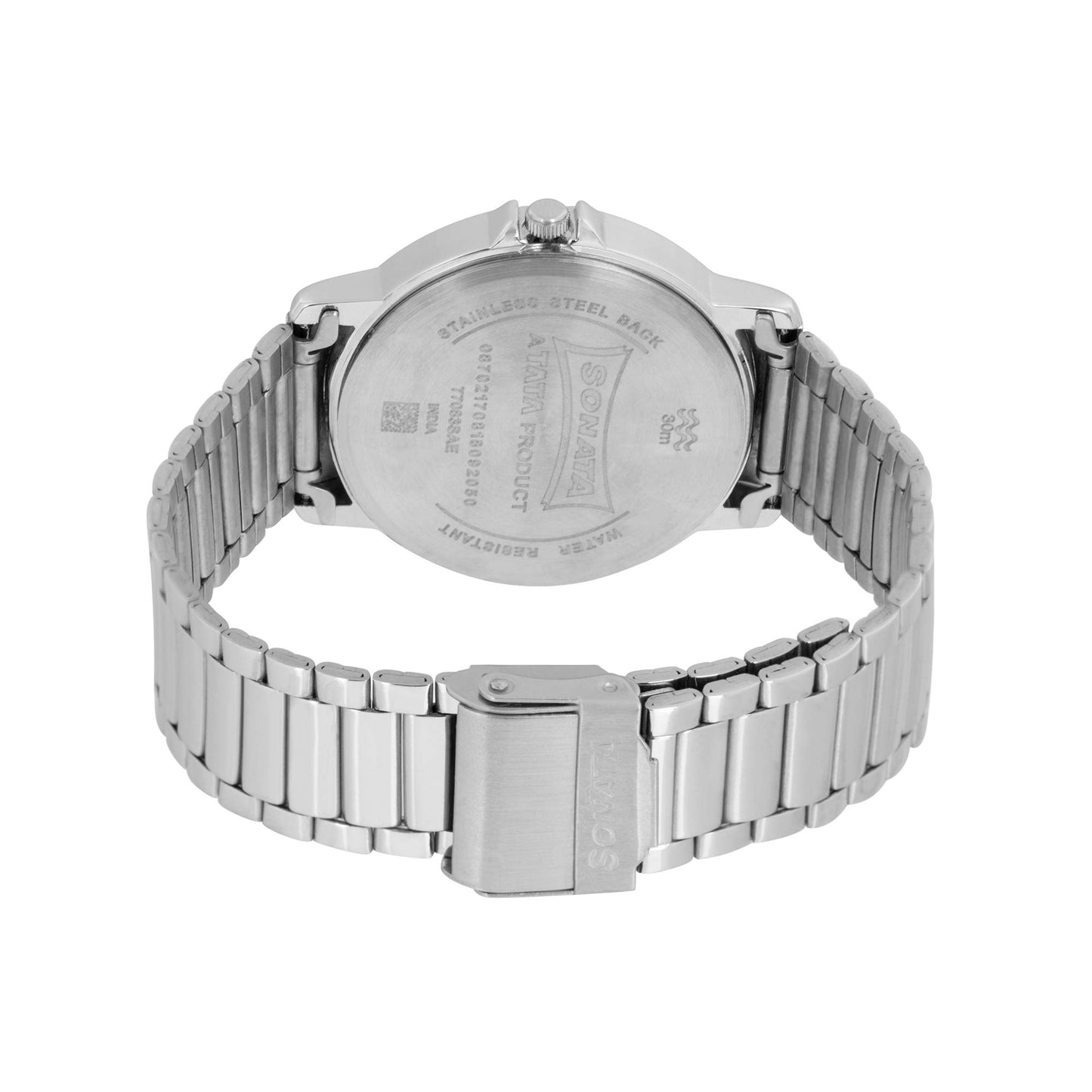 Sonata Quartz Analog Silver Dial Stainless Steel Strap Watch for Men-NS77083SM03