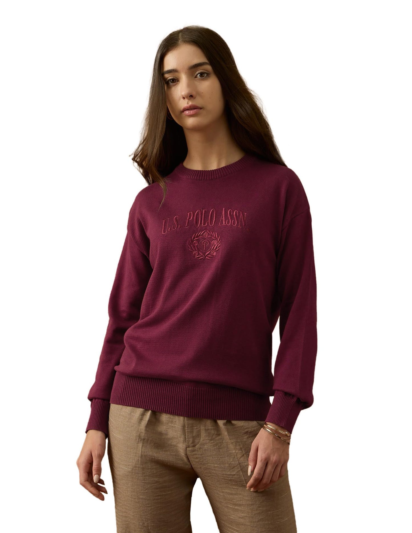 U.S. Polo ASSN. Women's Cotton Casual Sweater (UWAW25SWE208