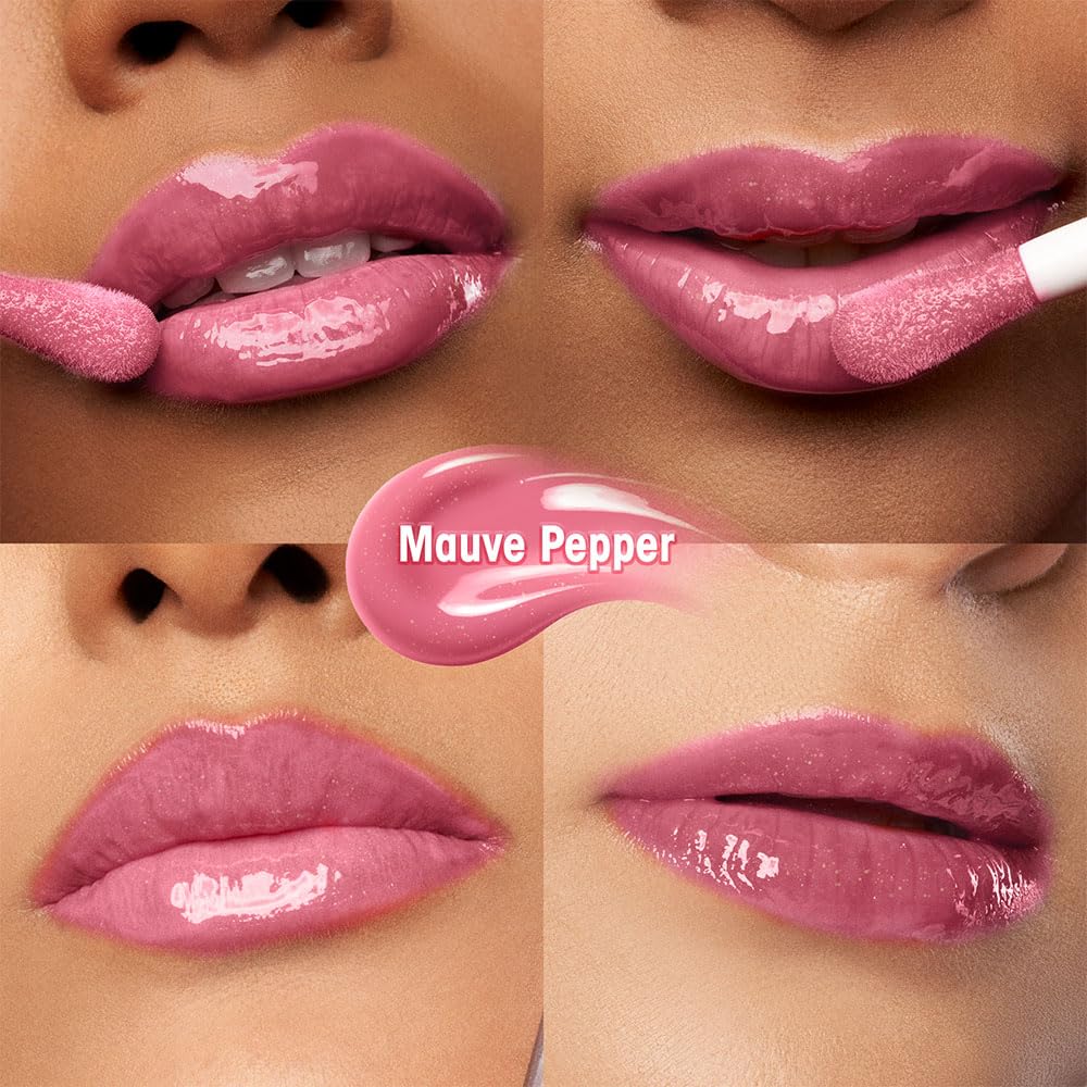 RENEE Hot Sauce Plumping Lip Gloss - Mauve Pepper, Ultra Glossy Finish, Lightweight & Nourishing, for Fuller Juicy Lips, Jojoba Oil, Sweet Almond Oil & Vitamin E Infused