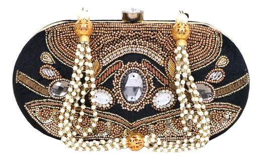 DUCHESS Women's Oval Clutch Black