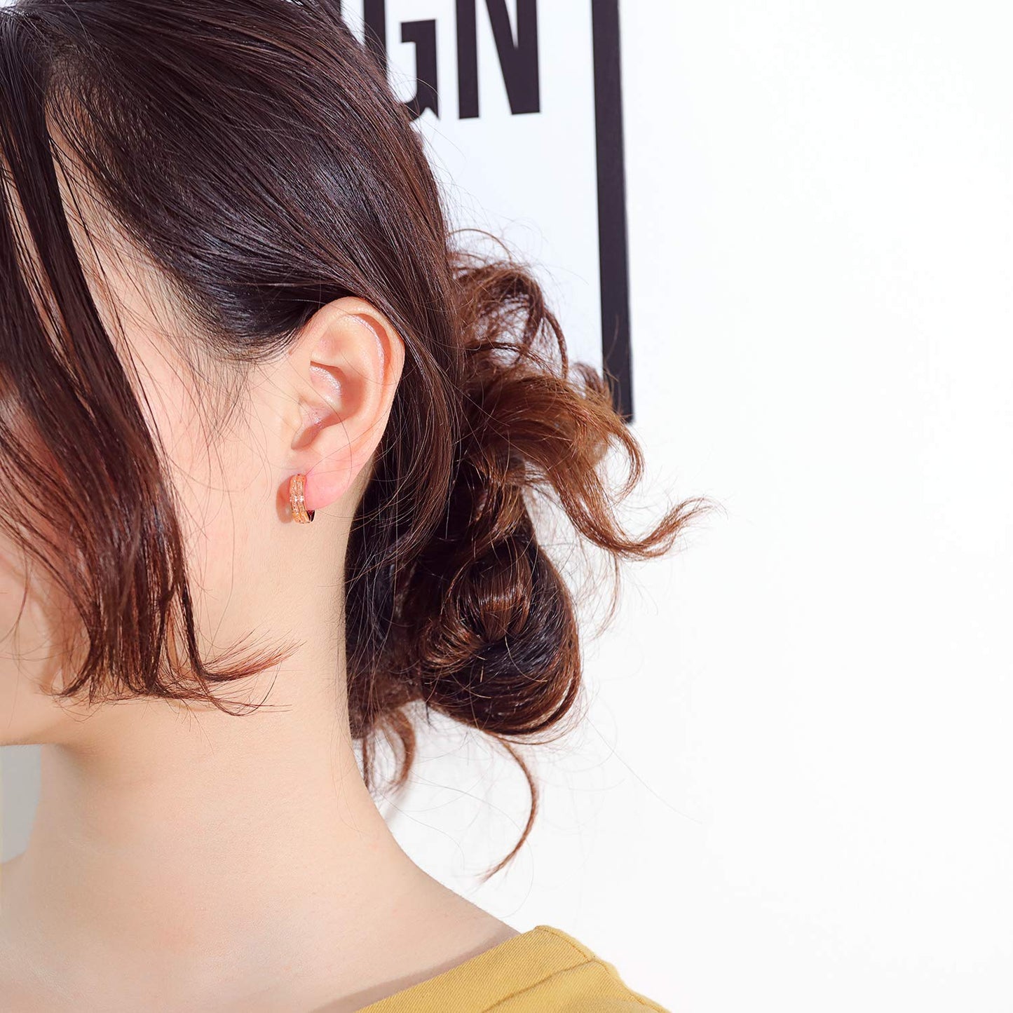 Peora Rose Gold Plated Hoop Huggie Earrings Stylish Design Fashion Jewellery for Men & Women