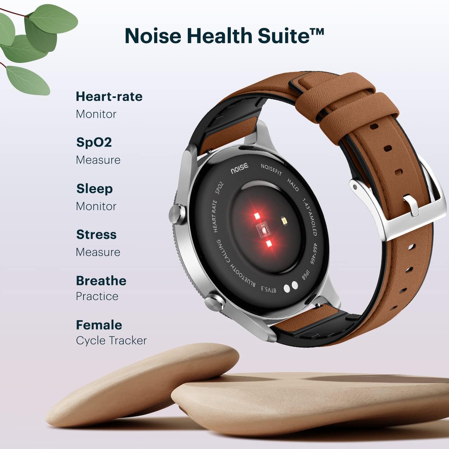 NoiseFit Halo 1.43" AMOLED Display, Bluetooth Calling Round Dial Smart Watch, Premium Metallic Build, Always on Display, Smart Gesture Control, 100 Sports Modes (Midnight Alloy)