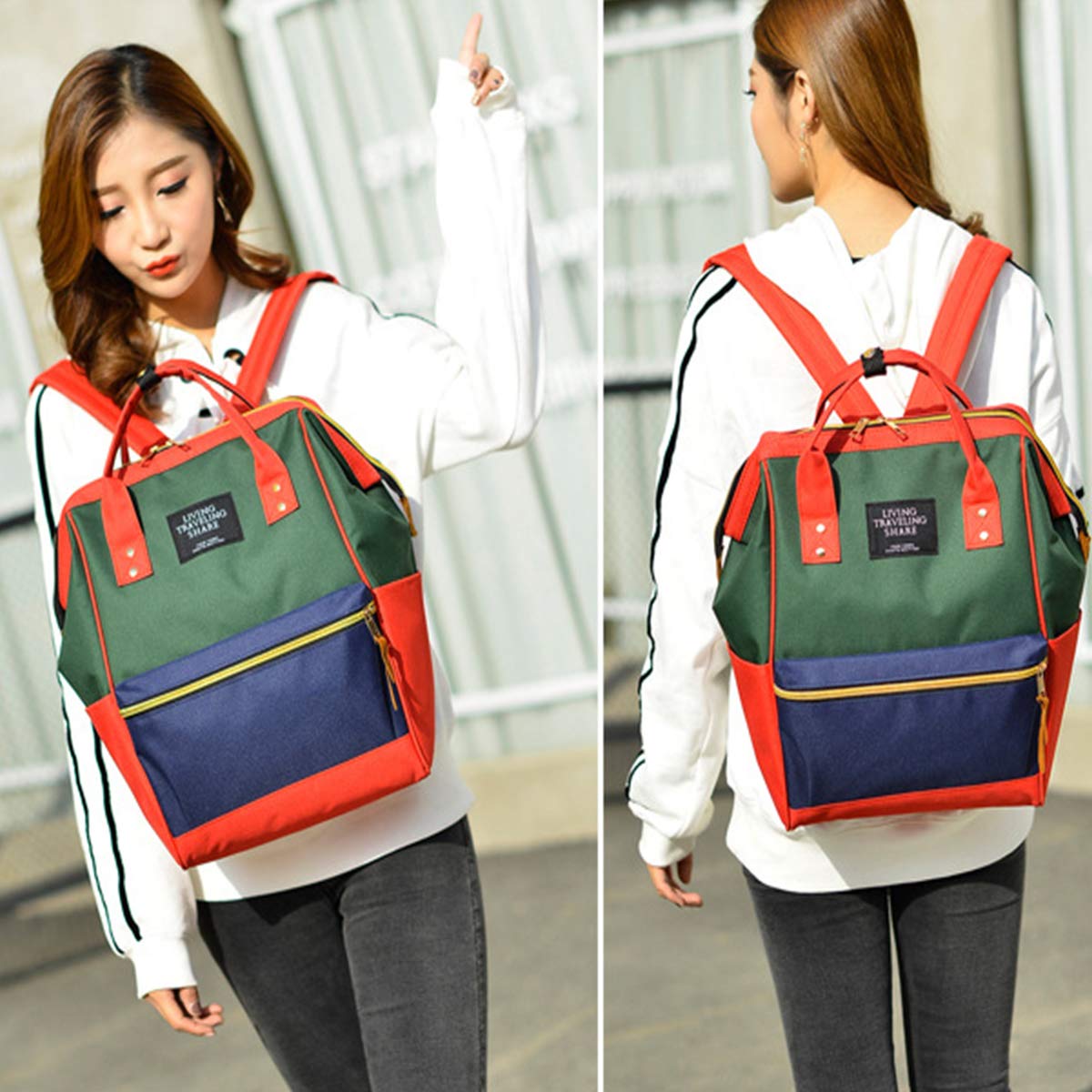 TYPIFY Women Fashion Casual Bag Nylon Shoulder Bag Oxford Clip Handbag Nylon Zipper (Pink)