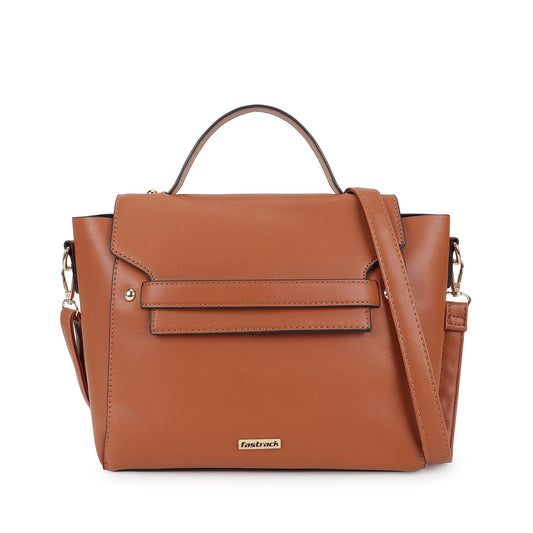Fastrack Structured Sling Bag For Women | Faux Leather Sling With Detachable and Adjustable Belt | Flap Closure With Magnetic Lock and Handheld Option | Trendy Women Handbags