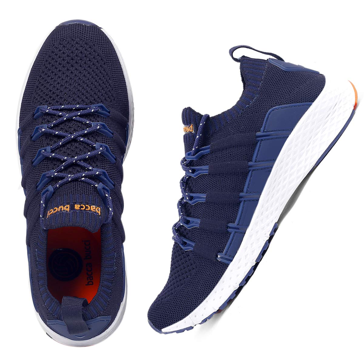 Bacca Bucci® Men's Stella Comfortable Running Shoes with Adaptive Smart Cushioning 5 in 1 Uni-Moulding Technology Professional Non Slip Sneakers - Blue, Size UK6