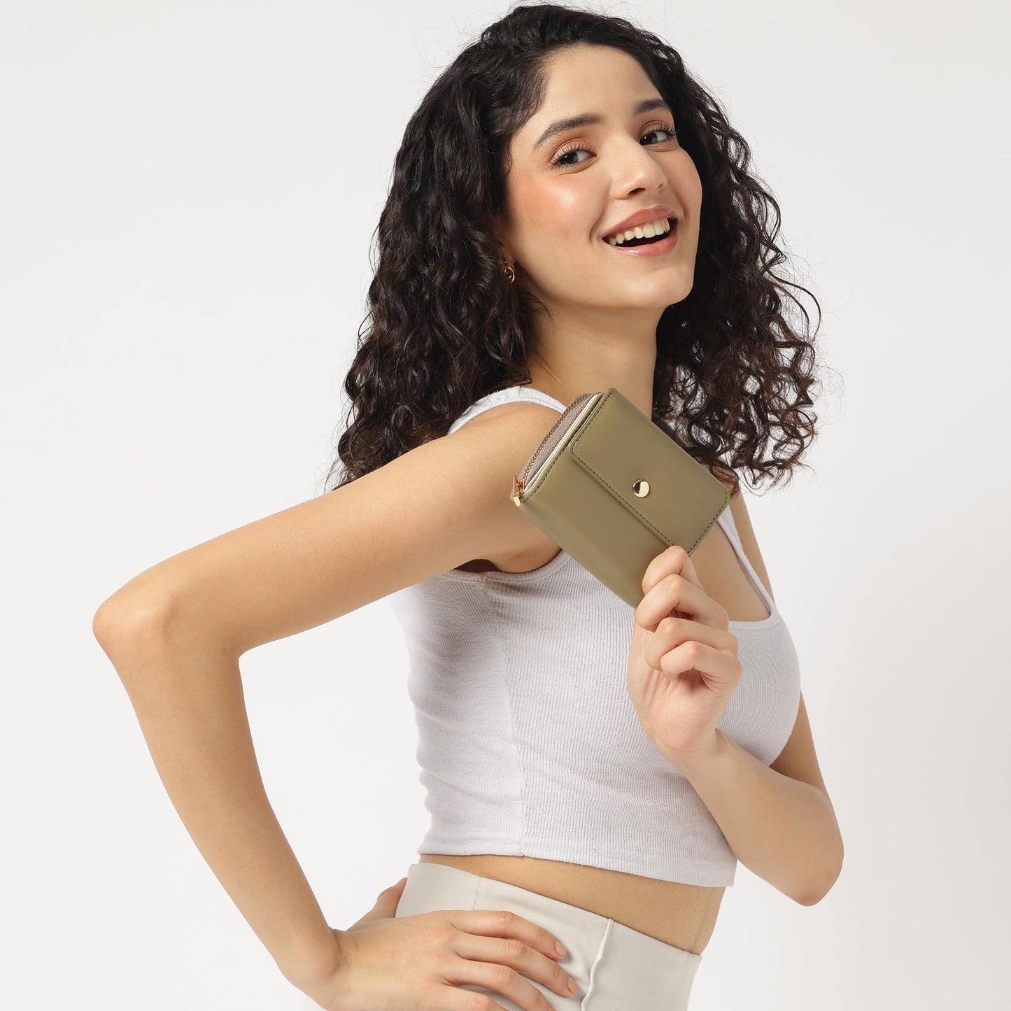 Fastrack Women's Mini Organizer Wallet | Flap Closure, Tri-Fold Design, Zip Coin Pocket, Card & Cash Slots | Compact & Organized | 6 Months Warranty