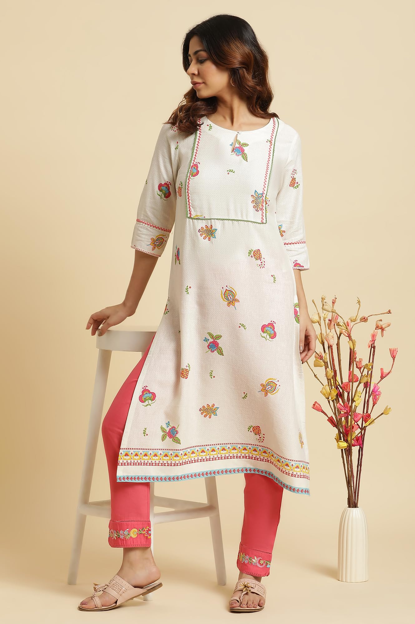 W Cotton Blend Slim Pants for Women | Cotton Blend Slim Pants for Women | Trousers for Women | W for Woman