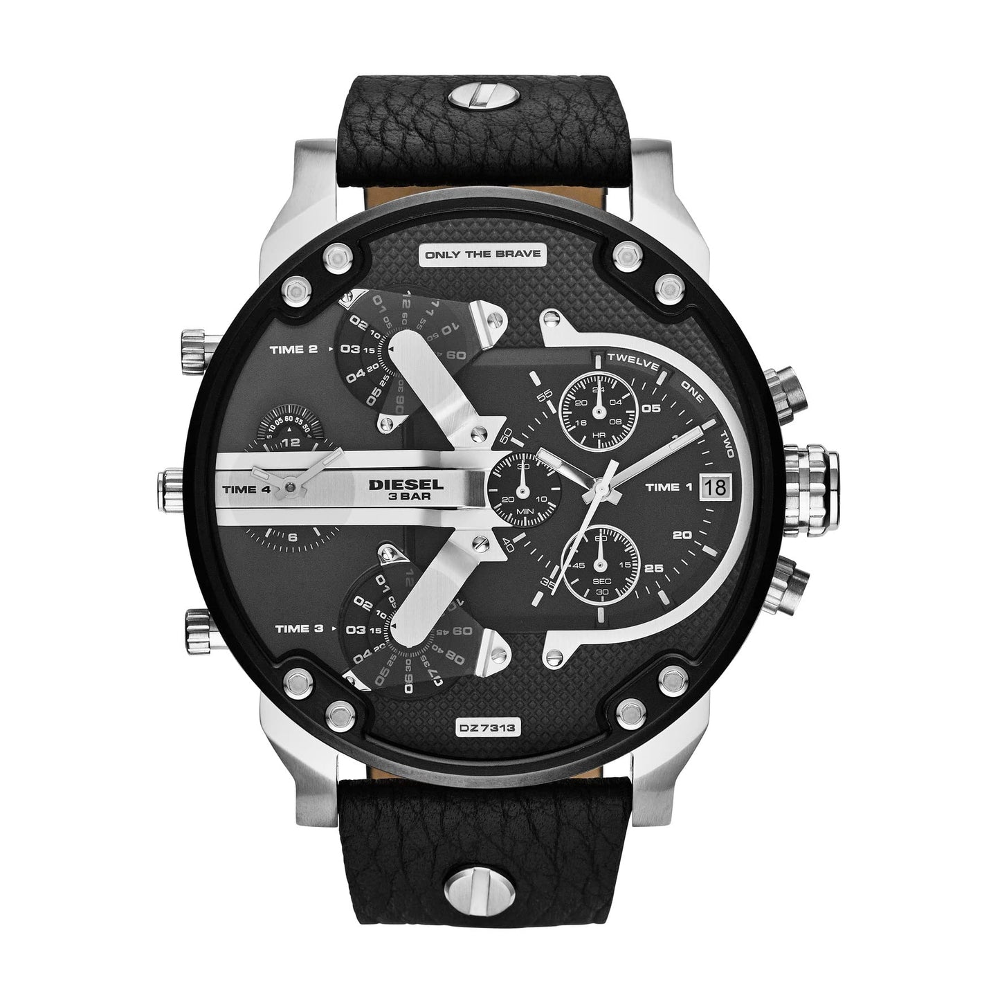 Diesel Stainless Steel Mr Daddy 2 Analog Black Dial Red Strap (Big Dial Red Strap) Men's Watch - Dz7313