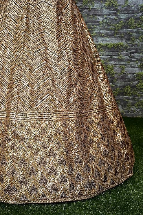 PALOPO Women's Silk Semi-Stitched Lehenga Choli With Heavy Sequence Work For Bridal
