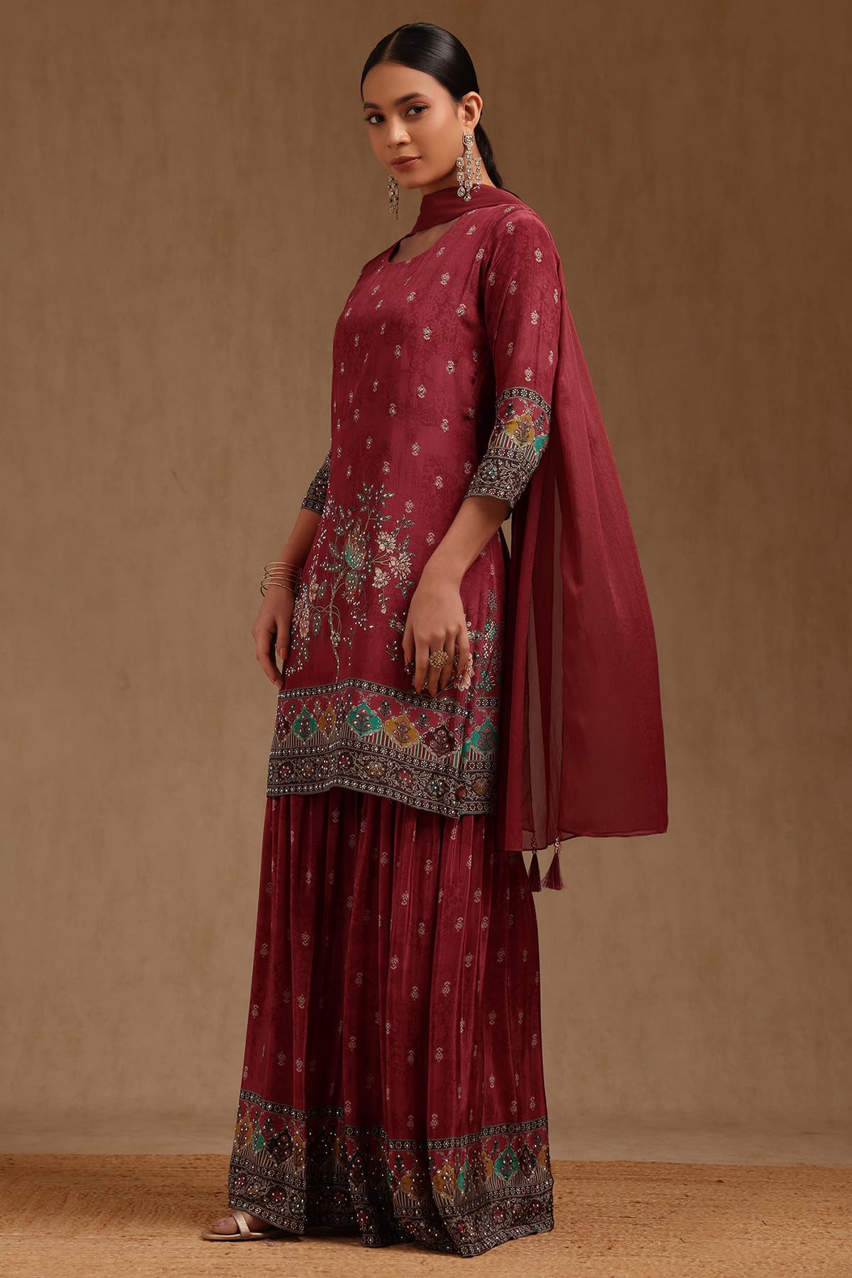 Soch Women's Crepe Salwar Suit Set (EWA5CD22372_Red