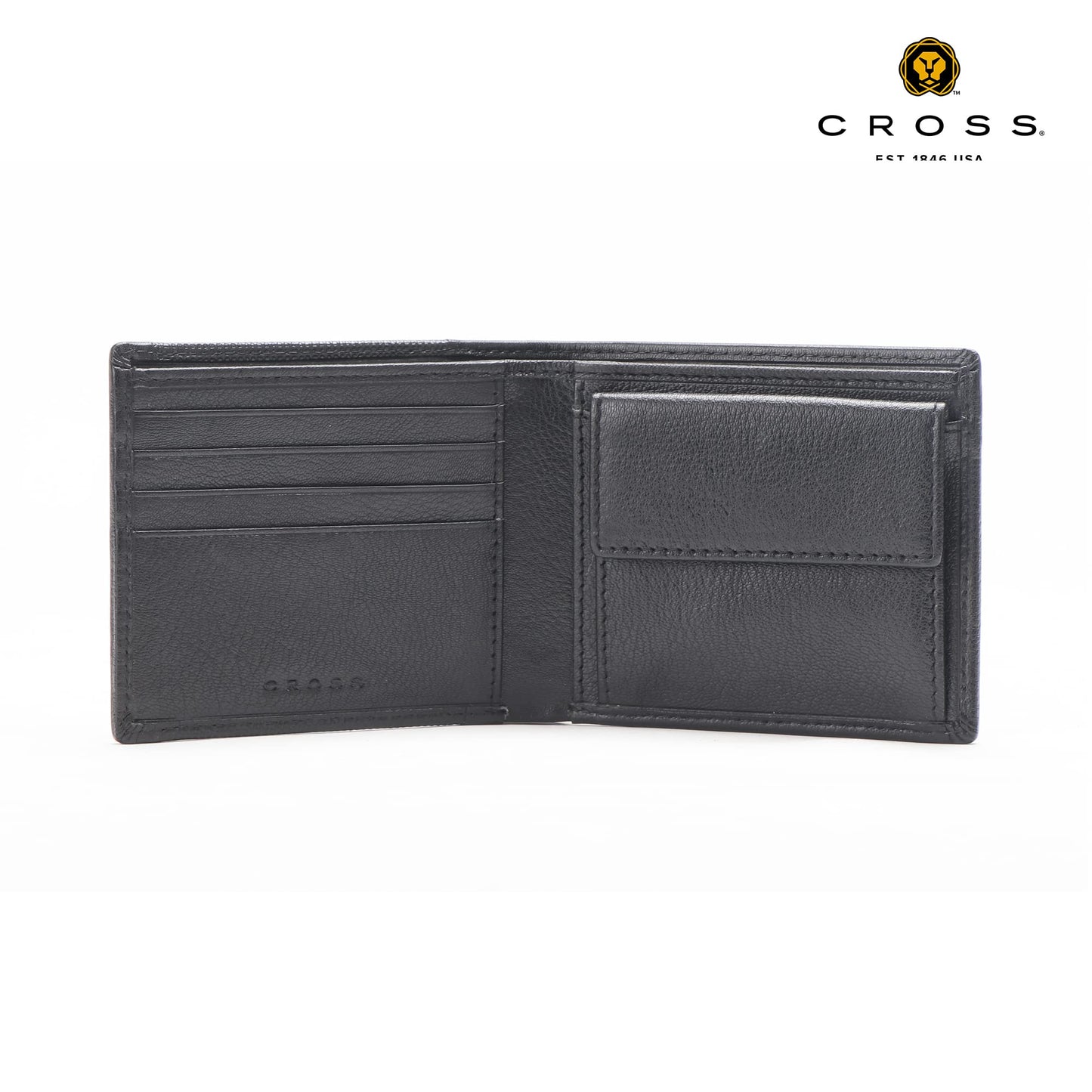 Cross Alpha Bifold Wallets for Men Leather Original -Slim & Sleek Mens Wallet - Includes 4 Credit Card Holder Slots 2 Currency Purse for Men - Gents Wallets ATM Card Wallet for Men - Black